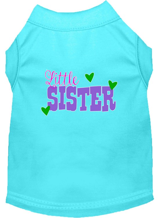 Little Sister Screen Print Dog Shirt Aqua XXXL